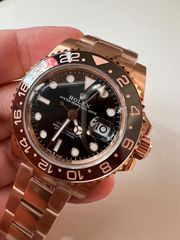 ROLEX GMT ROOTBEER FULL GOLD 18K 126715CHNR CORRECT HAND STACK SUPERCLONE -thumb-48