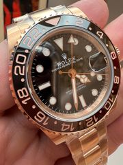 ROLEX GMT ROOTBEER FULL GOLD 18K 126715CHNR CORRECT HAND STACK SUPERCLONE -thumb-51