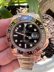 ROLEX GMT ROOTBEER FULL GOLD 18K 126715CHNR CORRECT HAND STACK SUPERCLONE 