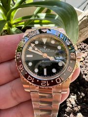 ROLEX GMT ROOTBEER FULL GOLD 18K 126715CHNR CORRECT HAND STACK SUPERCLONE -thumb-5