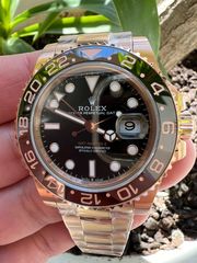 ROLEX GMT ROOTBEER FULL GOLD 18K 126715CHNR CORRECT HAND STACK SUPERCLONE -thumb-6