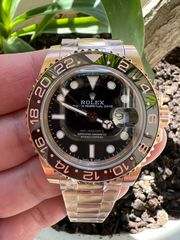 ROLEX GMT ROOTBEER FULL GOLD 18K 126715CHNR CORRECT HAND STACK SUPERCLONE -thumb-7