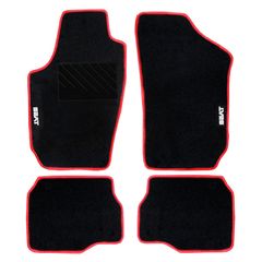 Πατάκια δαπέδου μοκέτας Tuft μαύρα με κόκκινο ρέλι για Seat Ibiza (III) / Cordoba (II) 4τμχ