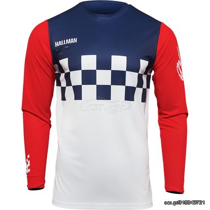 ΜΠΛΟΥΖΑ MX DIFFER CHEQ JERSEY WHITE/RED/BLUE|HALLMAN