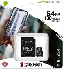 Kingston Canvas Select Plus microSDXC 64GB U1 V10 A1 with Adapter (SDCS2/64GB)