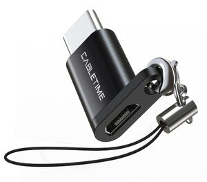CABLETIME αντάπτορας USB Type-C σε USB 2.0 Micro B CMBF, 0.1m, μαύρος
