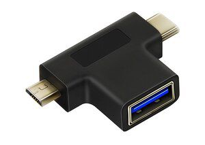 CABLETIME αντάπτορας USB-C σε USB-A 3.0 + USB Micro B 2.0 C160, μαύρος