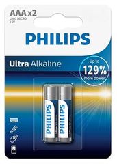 PHILIPS Ultra αλκαλικές μπαταρίες LR03E2B/10, AAA LR03 1.5V, 2τμχ