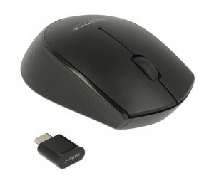 DELOCK Wireless mini Mouse, Οπτικό, USB Type-C receiver, 3-button, μαύρο