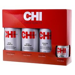 Chi Home Stylist Kit (Infra Shampoo 355ml & Infra Treatment 355ml & Keratin Mist 355ml & Silk Infusion 59ml)