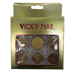 VICKY NAIL GLITTER ΣΚΟΝΗ ΓΙΑ ΝΥΧΙΑ ΧΡΥΣΟ ΣΕΤ 6 ΤΕΜΑΧΙΩΝ