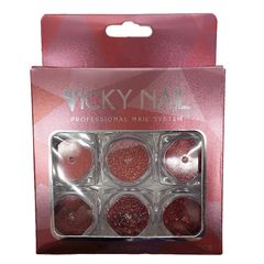 VICKY NAIL GLITTER ΣΚΟΝΗ ΓΙΑ ΝΥΧΙΑ RED ΣΕΤ 6 ΤΕΜΑΧΙΩΝ