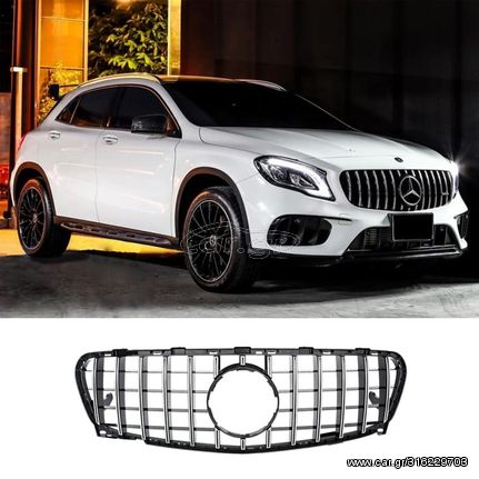 Μάσκα Panamericana AMG Look Black Chrome για Mercedes GLA X156 2017-2019