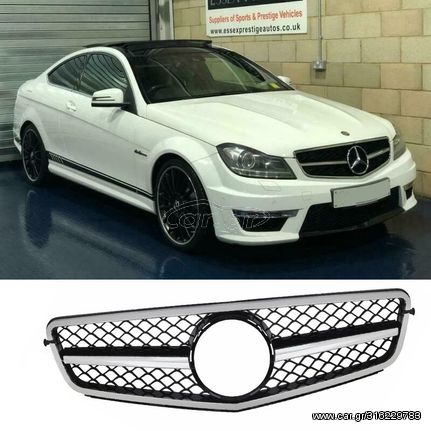 Μάσκα C63 AMG Look Black Chrome για Mercedes C-Class W204 2008-2014