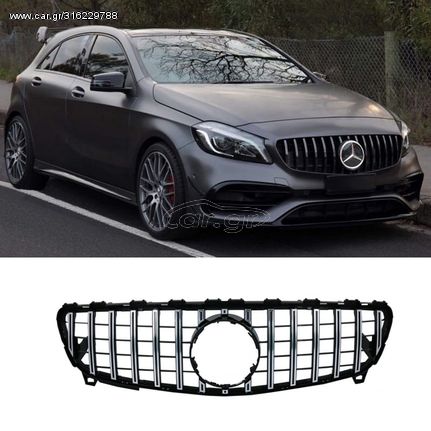 Μάσκα Panamericana AMG Look Black Chrome για Mercedes A-Class W176 2015-2018