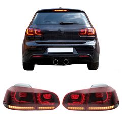 Πισινά Φανάρια Set Για Vw Golf VI (6) 08-12 Full Led Dynamic GTI R20 Look Σκούρο Κόκκινο/Φιμέ VLand 