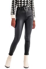 Q2 faux leather παντελόνι μαύρο με ζώνη Γυναικείο Skinny Fit - 3934101