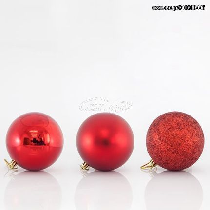 Χριστουγεννιάτικο Σετ μπάλες πλαστικές κόκκινες 6τμχ 10cm 600-42519 EUROLAMP