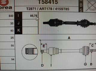 225.50 EUR  EAI ΗΜΙΑΞΟΝΙΟ ALFA 159. Raptis Parts  51876377/51876378/415ST85.Raptis Parts