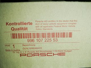 ΦΙΛΤΡΟ ΛΑΔΙΟΥ ΓΙΑ PORSCHE Cayman, BOXSTER, 996, 997, Oil filter insert with O-ring PORSCHE Cayman, BOXSTER, 996, 997