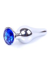 Plug-Jewellery Silver BUTT PLUG- Dark Blue 9,5 εκ-thumb-3
