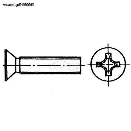 Βίδα σταυρωτή φρεζάτη 4x40 mm Inox 316 DIN 965 / ISO 7046