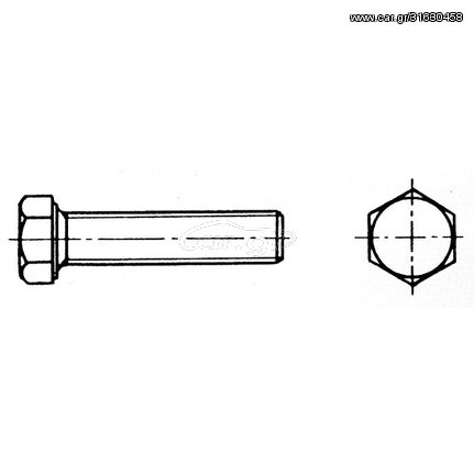 Βίδα εξάγωνη ολικού σπειρώματος 10x50 mm Inox 316 DIN 933 / ISO 4017