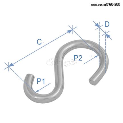 Γάντζος S, Inox 316, Διάμ. 3mm