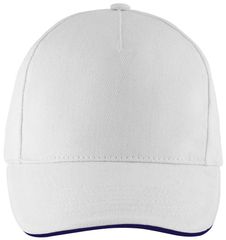 SOL'S LONG BEACH 00594 βαμβάκι 260GR Πεντάφυλλο καπέλο τζόκεϊ WHITE/FRENCH NAVY-989