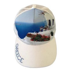 Atlantis Mesh Souvenir Καπέλο Greece Ελλάδα Πεντάφυλλο τζόκεϊ 100% Πολυέστερ WHITE