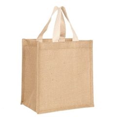 UBAG Cuba Μικρή τσάντα αγοράς απο γιούτα με πλακέ βαμβακερά χερούλια 100% Jute μέγεθος 25x26x17 cm NATURAL