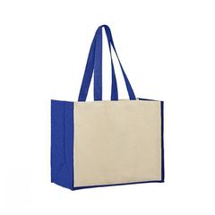 UBAG Sunset δίχρωμη τσάντα 100% Βαμβάκι 42x33x20εκ 28L Natural/Royal Blue