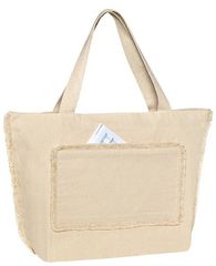UBAG Tahiti Τσάντα Θαλάσσης με Ξέφτια & Μακριά Χερούλια 100% Βαμβάκι, 320gsm, 57x38+18εκ, 16L NATURAL