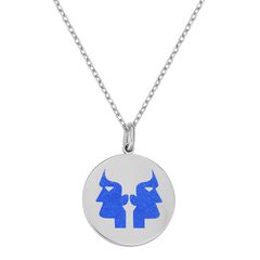 Κολιέ Δίδυμοι σε Ασήμι 925 με Επιπλατίνωμα και Μπλέ Σμάλτο / AK-Z40106BLEL1