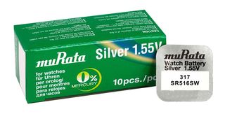 MURATA μπαταρία Silver Oxide για ρολόγια SR516SW, 1.55V, No317, 10τμχ