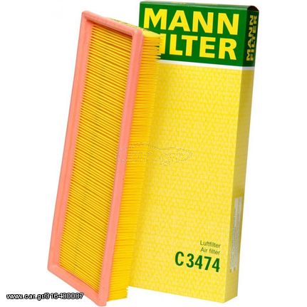 MANN AIR FILTER C 3474 FIAT/FORD/VOLKSWAGEN/JEEP ΜΗΚΟΣ 334mm,ΠΛΑΤΟΣ 134mm,ΥΨΟΣ 42mm.