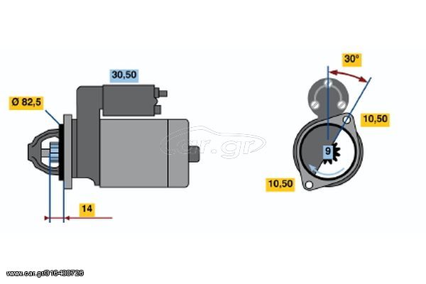 ΜΙΖΑ NISSAN - CLARK 23300 V0600-23300 31W04-0986015341-0101050NDJ  - 12V 2.2KW 9Δ NISSAN PICK UP, URVAN 2.2D/2.3D/2.5D