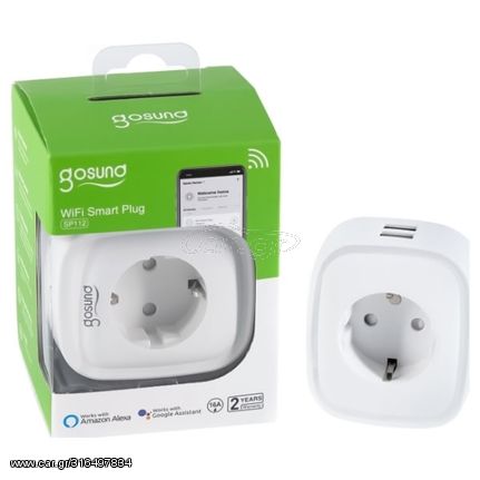 Gosund Smart Wi-Fi Plug SP112 Μονή Εξωτερική Πρίζα Ρεύματος Wi-Fi με 2 Θύρες USB Λευκή