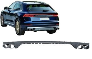 ΠΙΣΩ ΣΠΟΙΛΕΡ Audi Q8 S-Line (2018-) Silver Tips Rear Bumper Spoiler Valance Diffuser