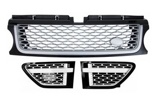 Κεντρική Μάσκα και Αεραγωγοί πλαϊνοί Assembly για Land Range Rover Sport L320 Facelift (2009-2013) Autobiography Look Black Silver Edition