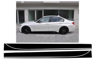 Side Decals Sticker Vinyl Matte Black για BMW F30 F31 3 Series (2011-Up) M-Performance Design