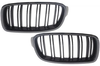 Κεντρικά Grilles Kidney Carbon για BMW F30 F31 Double Piano Black Stripe M Design