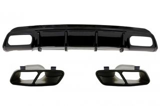 Πίσω Diffuser με Muffler Tips Black για MERCEDES A-Class W176 (2012-2015) A45 Facelift Design