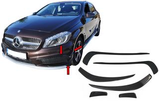 Μπροστινός Προφυλακτήρας Splitters Fins Brows Aero για MERCEDES Benz W176 A-Class (2012-08/2015) A45 A-Design 6 Pieces