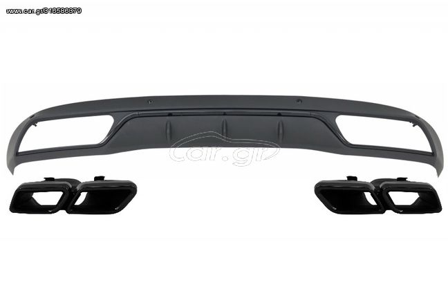 Πίσω Προφυλακτήρας Diffuser με Muffler Tips για Mercedes C-Class W205 S205 (2014-2018) C63 Look Shadow Black μόνο για Standard Bumper