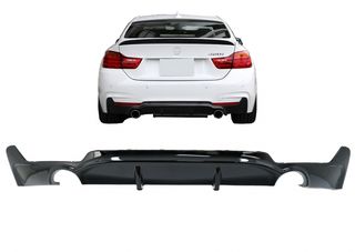 Πίσω Προφυλακτήρας Diffuser για BMW F32 F33 F36 (2013-) Coupe Cabrio 4 Series M Performance Design Twin Single Outlet Piano Black