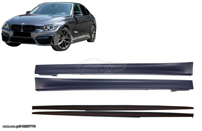 Μασπιέδες Side Skirts με Add-on Lip Extensions για BMW 3 Series F30 F31 Sedan Touring (2011-2018) M Performance Design