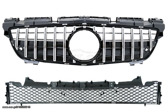 Μπροστινή Μάσκα με Lower Grille Mesh για Mercedes SLK R172 (2011-2015) GT-R Panamericana Design Chrome