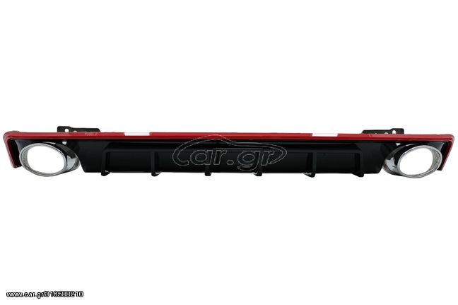 Πίσω Προφυλακτήρας Διαχύτης Diffuser & Exhaust Tips για Audi A6 C8 4K Avant Sedan (2018-up) RS6 Design Red