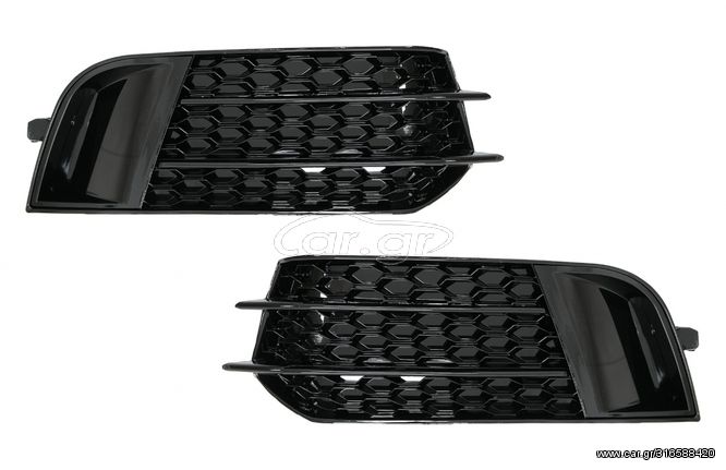 Side Grilles Καπάκια Προβολέων Ομίχλης για Audi A1 8X (2010-2015) RS1 Design Piano Black